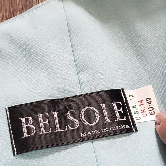 Belsoie Twisted Halter Tiffany Chiffon Gown Size 12 - Picture 15 of 16